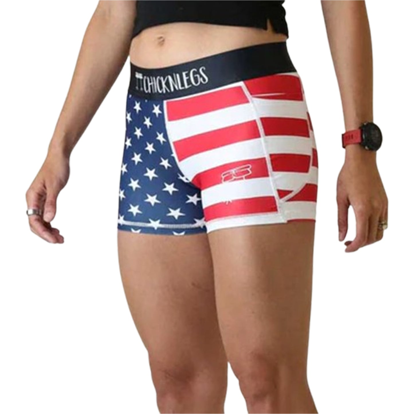 CHICKNLEGS WOMEN'S USA 3" COMPRESSION SHORTS