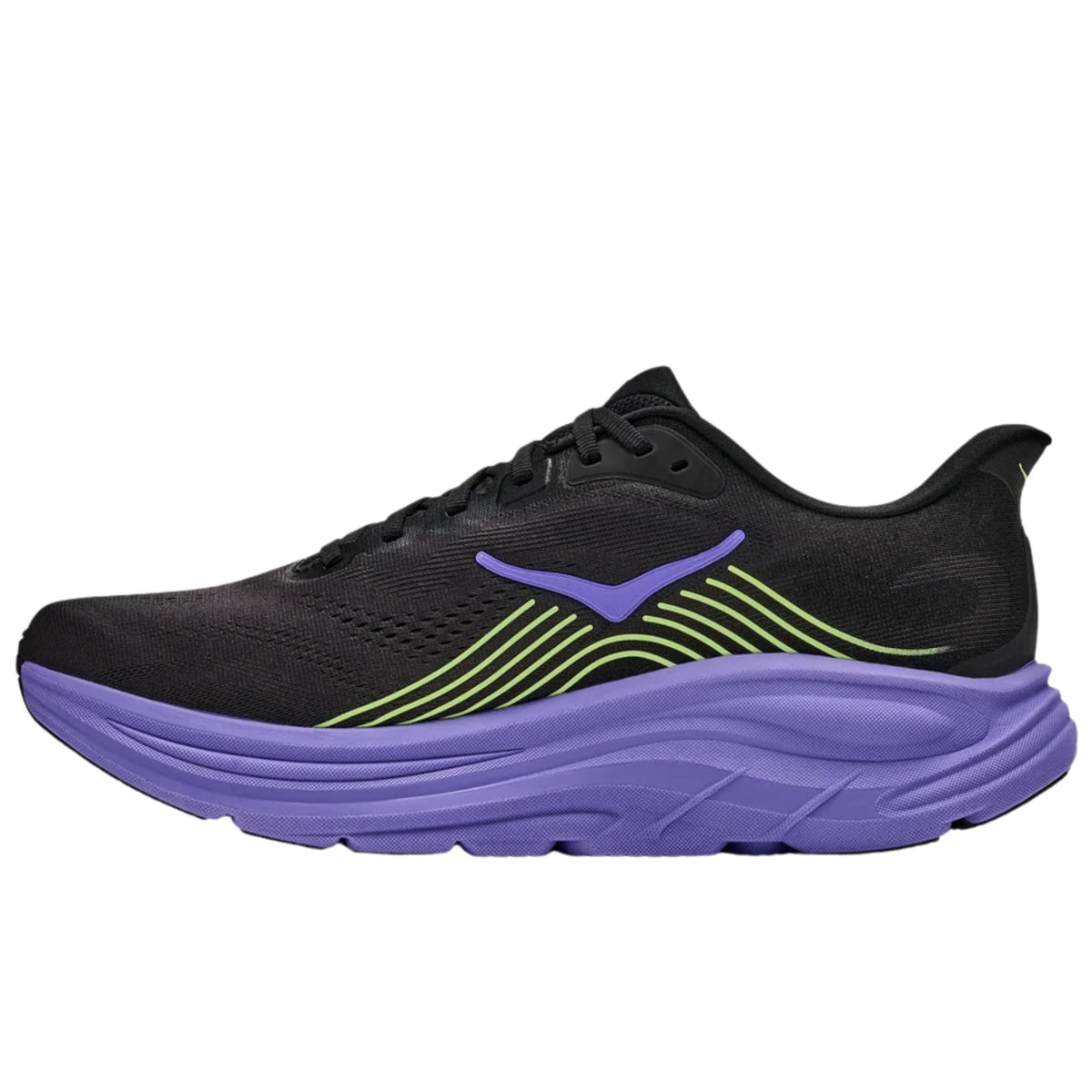 HOKA Clifton 11 men's road running shoe in Black/Neon Yuzu, alternate view