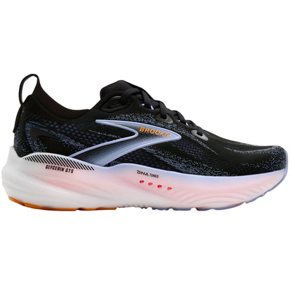 Brooks Glycerin GTS 22 women's stability running shoe in Black/Blue Heron/Orange