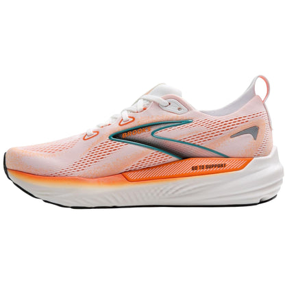 Brooks Glycerin GTS 22 men's stability running shoe in White/Orange/Green Blue Slate, alternate view