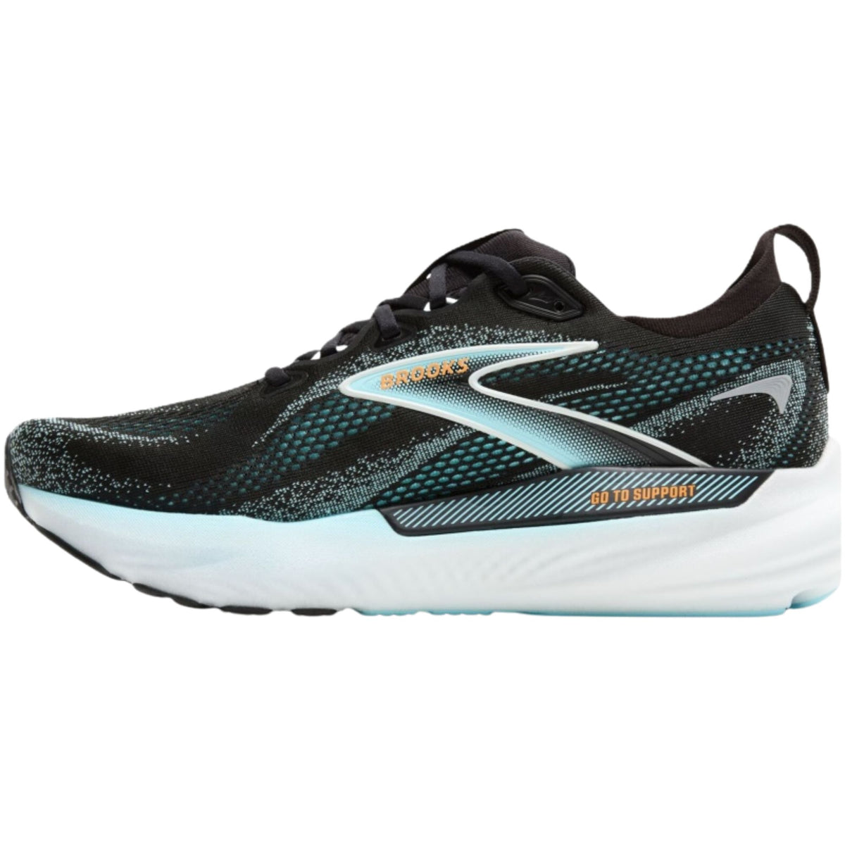 Brooks Glycerin GTS 22 men's stability running shoe in Black/Atomizer/Blazing Orange, alternate view