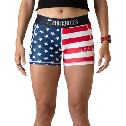 CHICKNLEGS WOMEN'S USA 3" COMPRESSION SHORTS