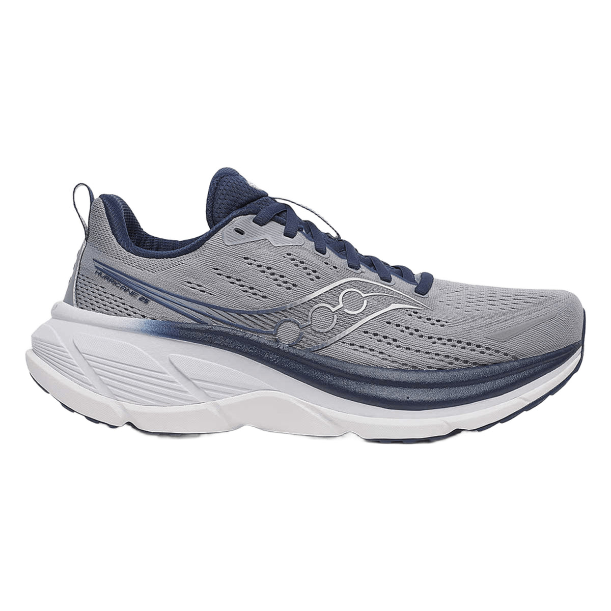 Saucony Hurricane 25 men's stability running shoe in Flint/Navy