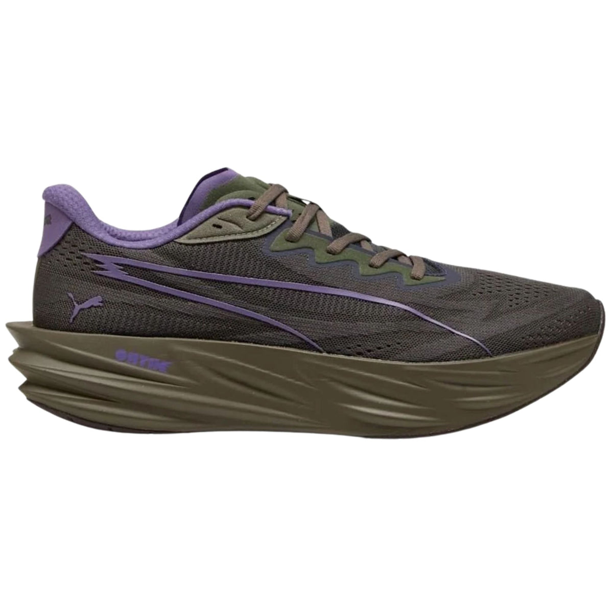 PUMA Deviate Pure Nitro men's road running shoe in Shadow Gray/Moss Veil/Matte Bronze