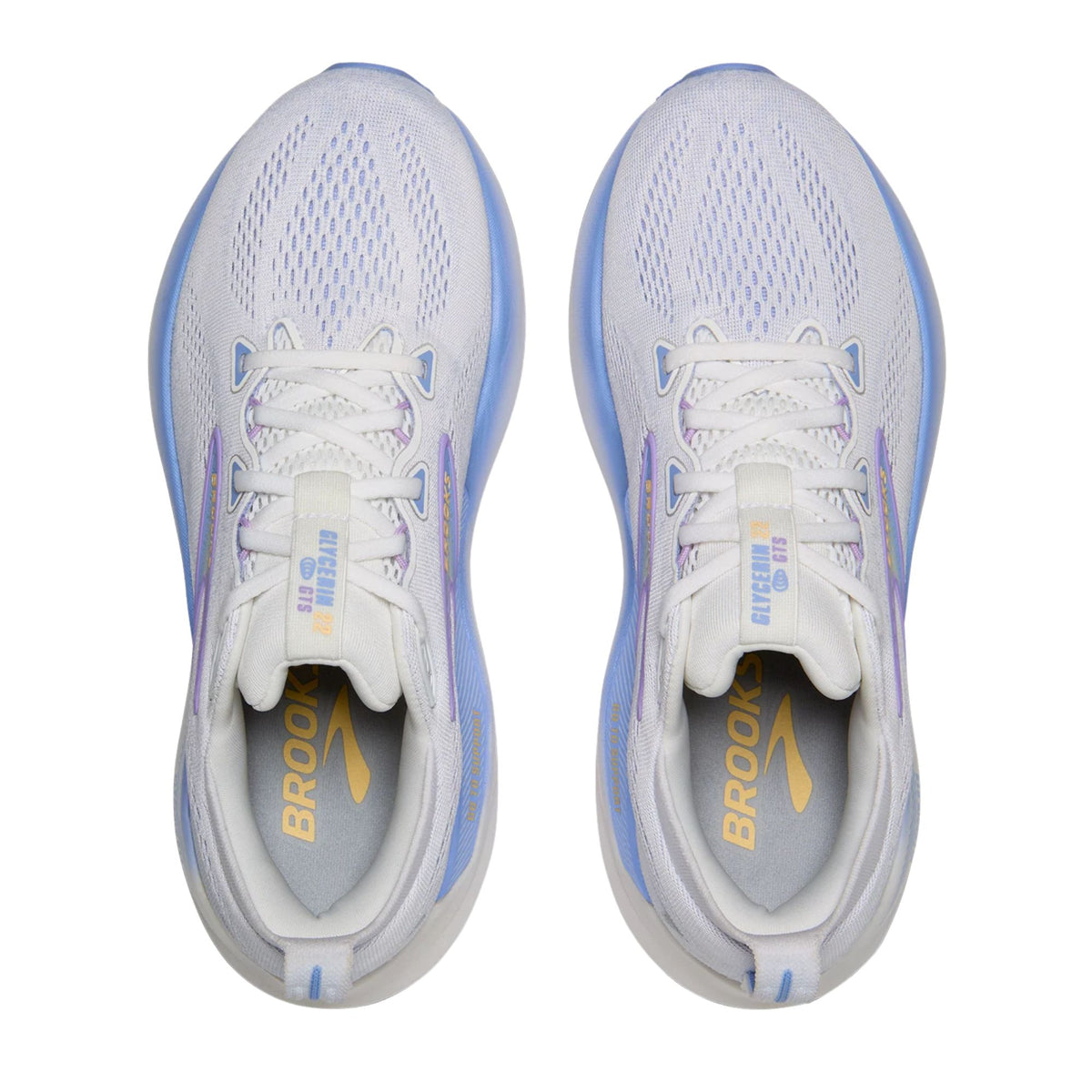 Brooks Glycerin GTS 22 women's stability running shoe in White/Blue Heron/Apricot, alternate view