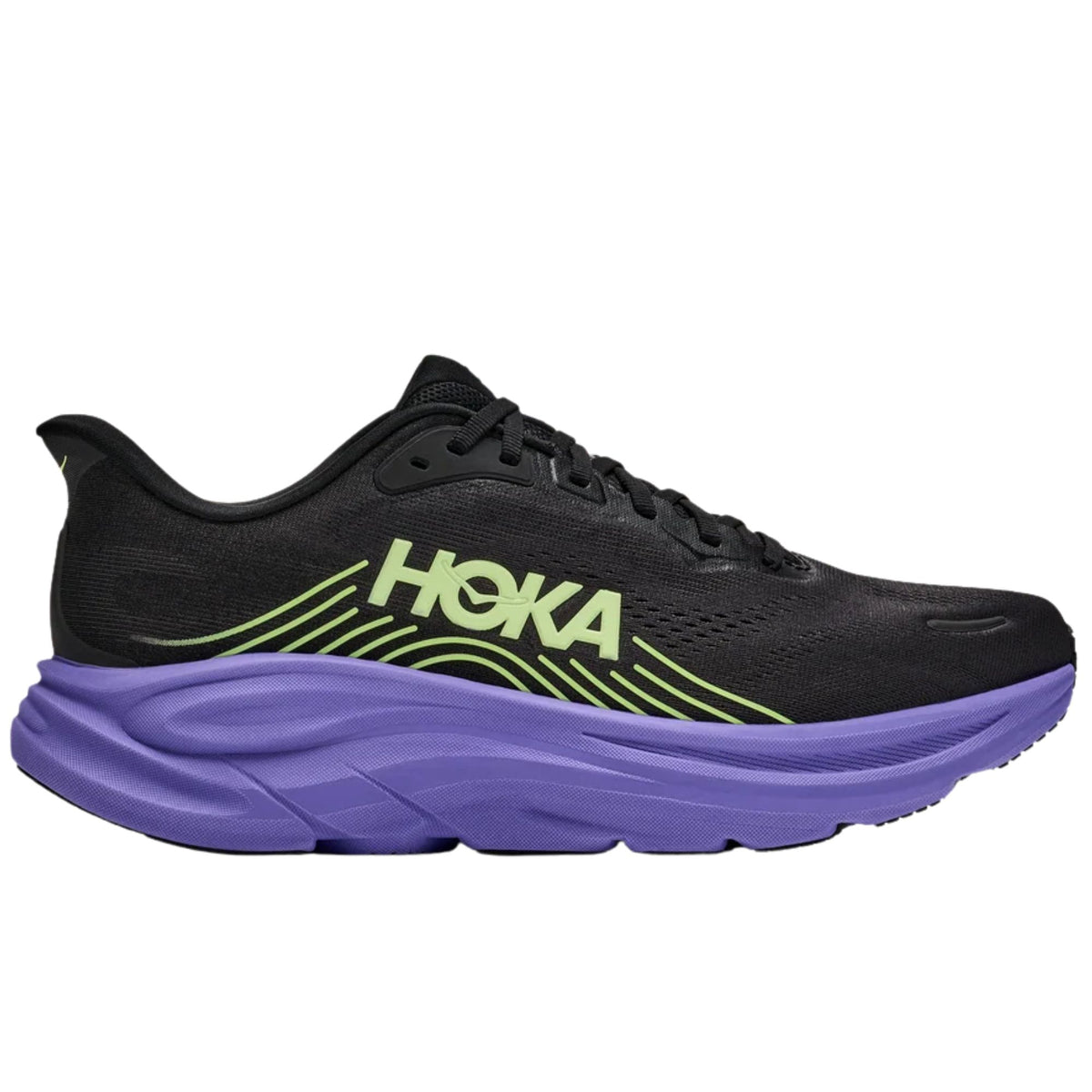 HOKA Clifton 11 men's road running shoe in Black/Neon Yuzu