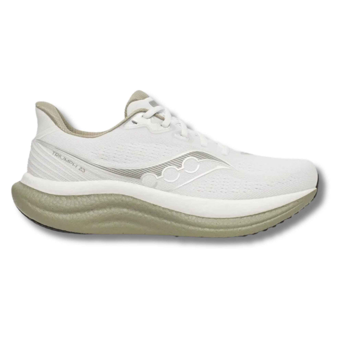 Saucony Triumph 23 men's road running shoe in White/Laurel