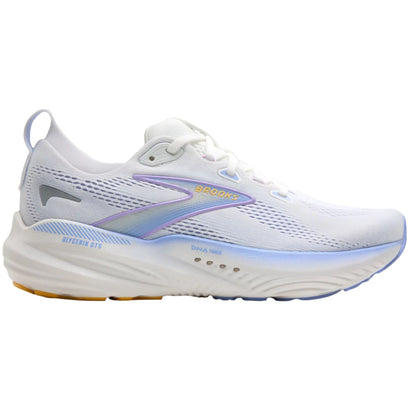 Brooks Glycerin GTS 22 women's stability running shoe in White/Blue Heron/Apricot