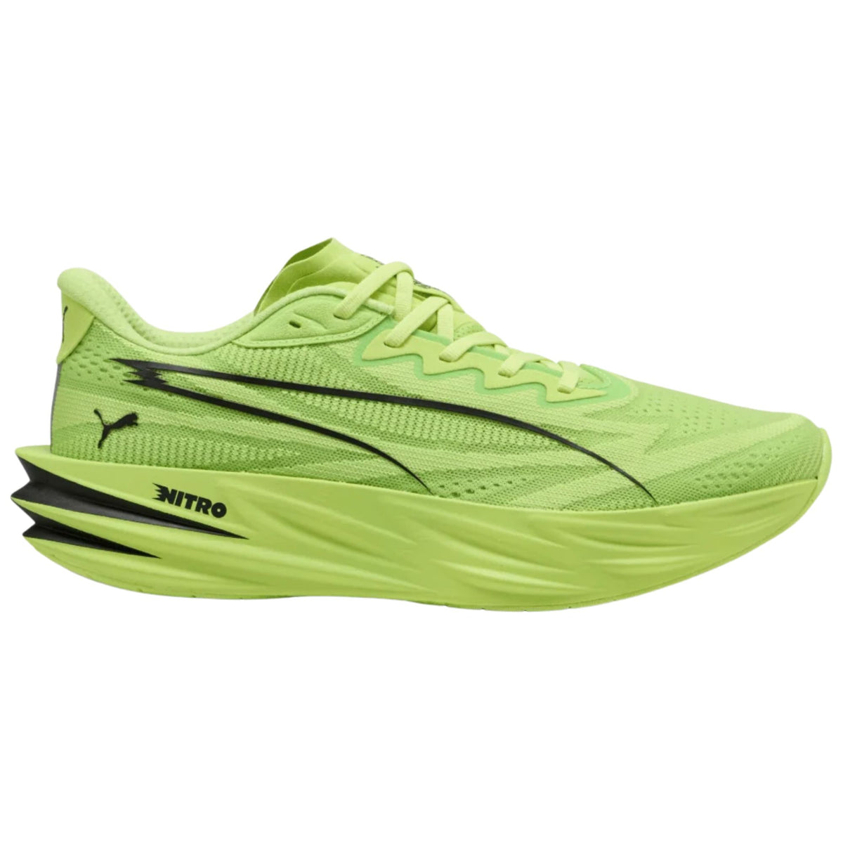 PUMA Deviate Pure Nitro men's road running shoe in Sunny Lime/Puma Black