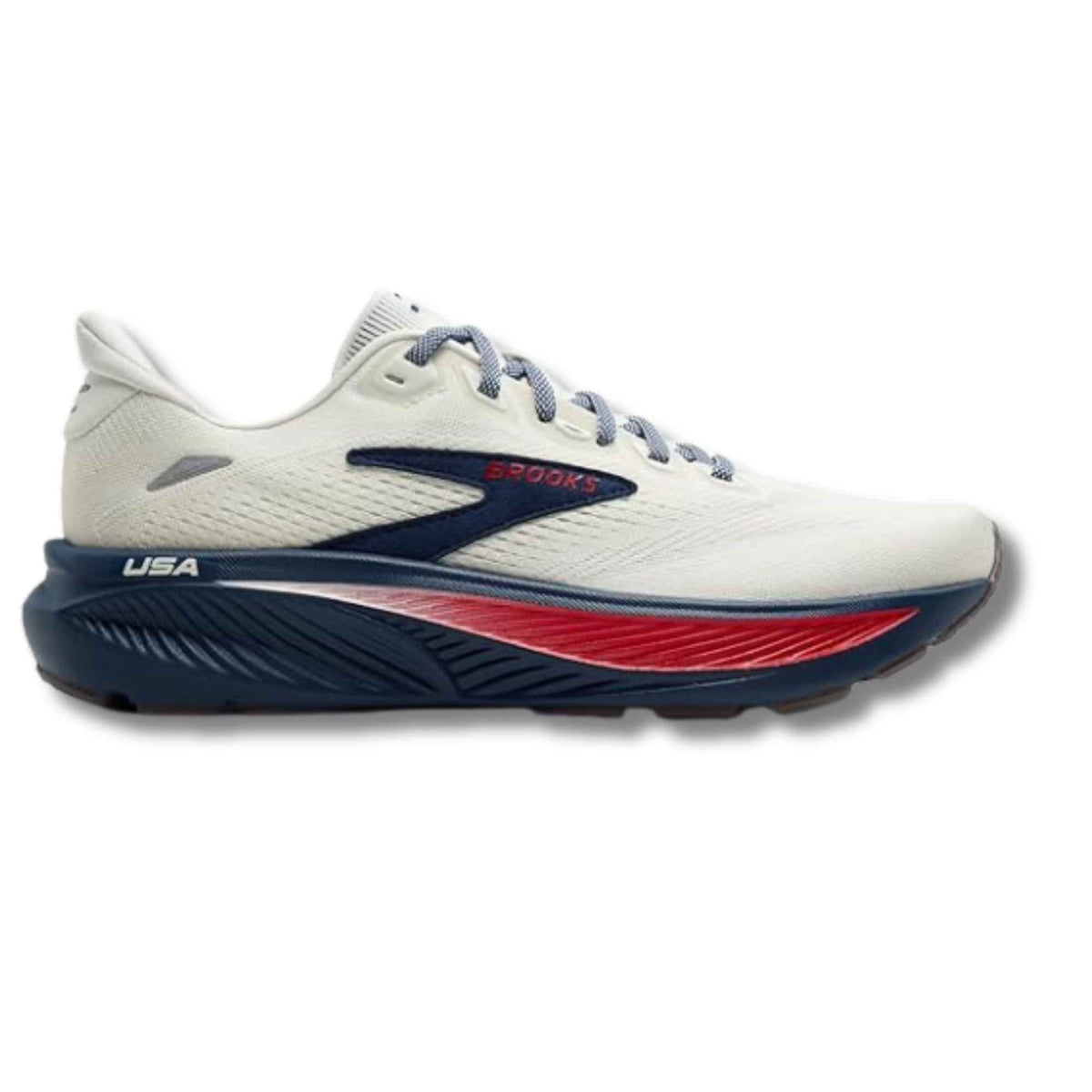 Brooks Ghost 18 women's road running shoe in Coconut/Red/Blue