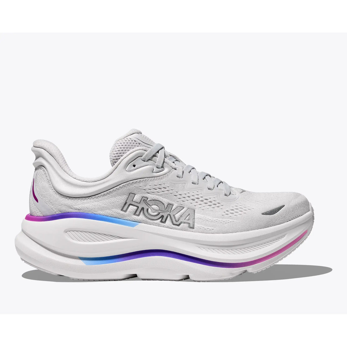 HOKA Bondi 9 women's road running shoe in Cosmic Grey/White