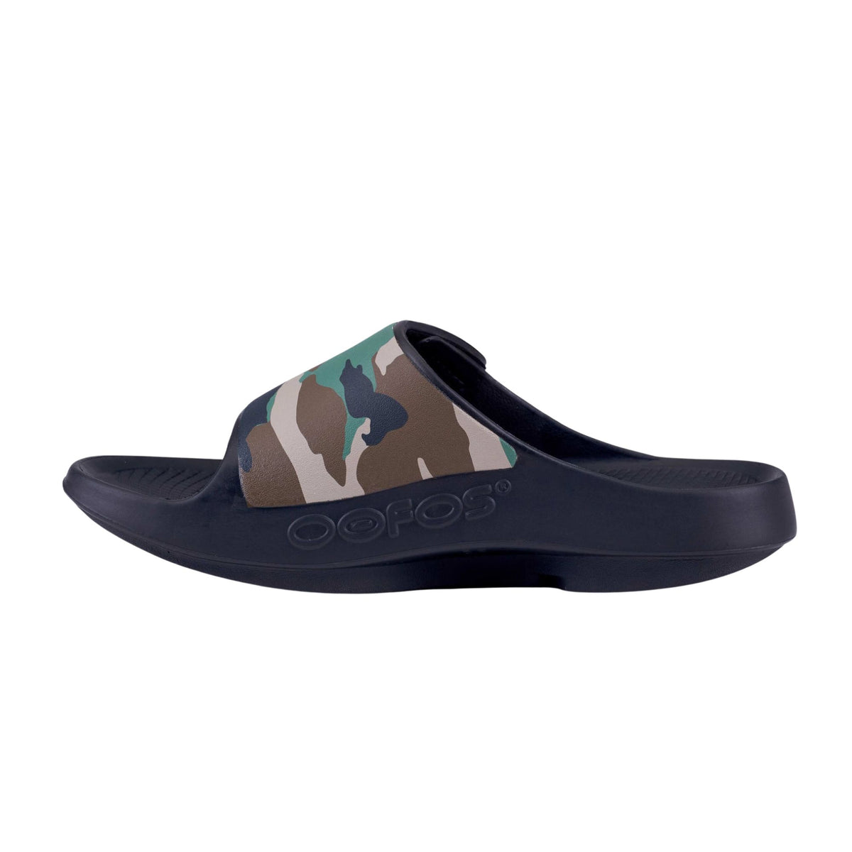 OOFOS OOahh Sport Flex Slide in Woodland Camo, alternate view
