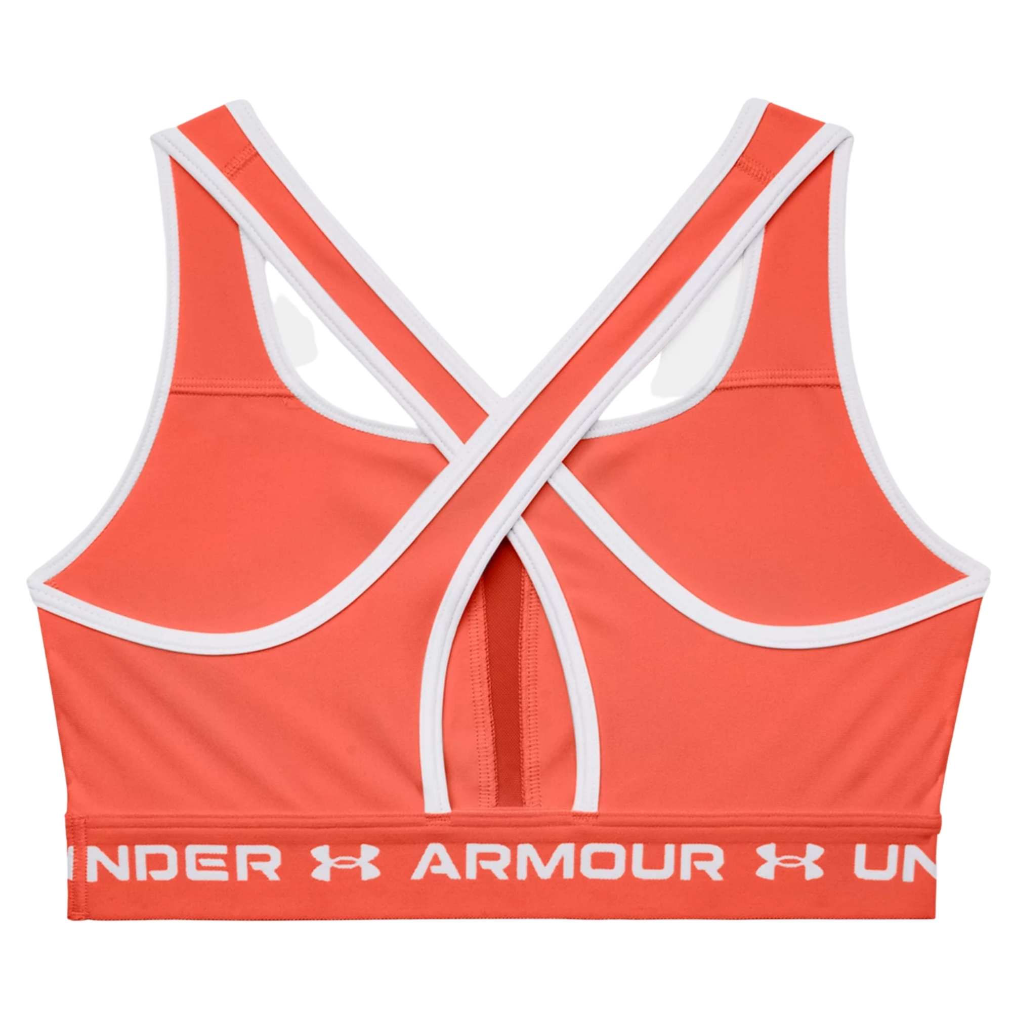 Under Armour AUTHENTICS MID BRANDED - Medium support sports bra - red  solstice/white/orange 