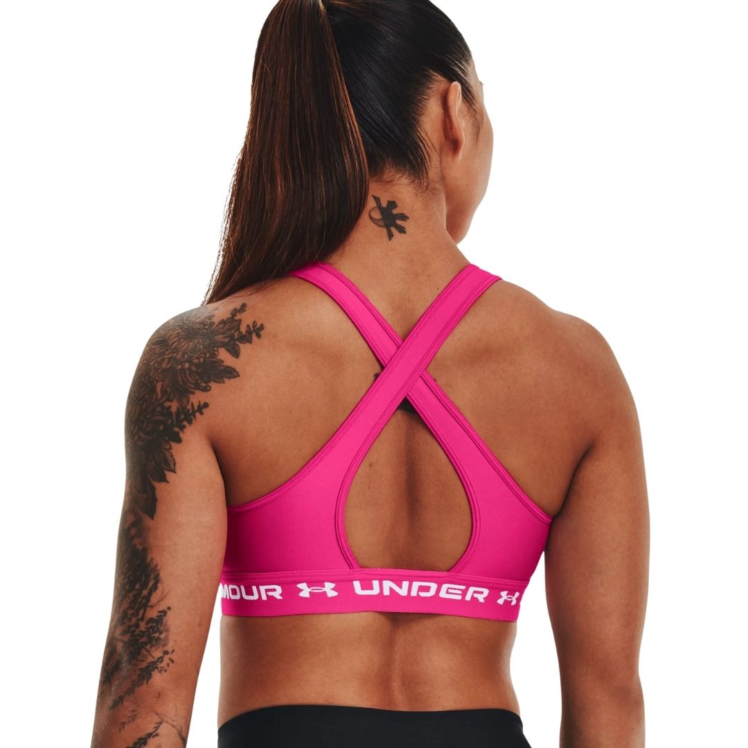 Buy UNDER ARMOUR Women Pink Mid Crossback Solid Sports Bra 1307200 641 - Bra  for Women 8903009